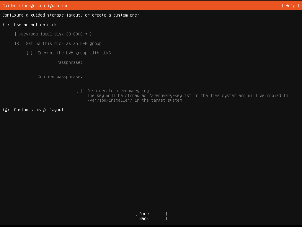 tier2 우분투 설치 가이드 스토리지 설정 1 화면 이미지.PNG