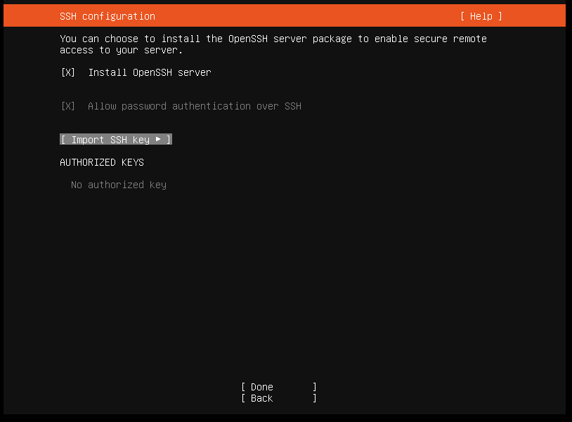 tier2 우분투 설치 가이드 OpenSSH Server 설정 화면 이미지.PNG