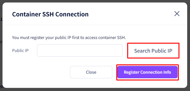 Screenshot: Container SSH access